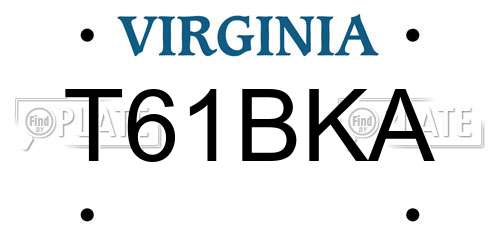T61BKA Virginia License Plate