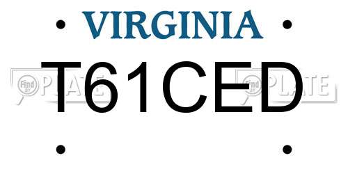 T61CED Virginia License Plate