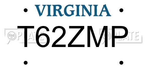 T62ZMP Virginia License Plate