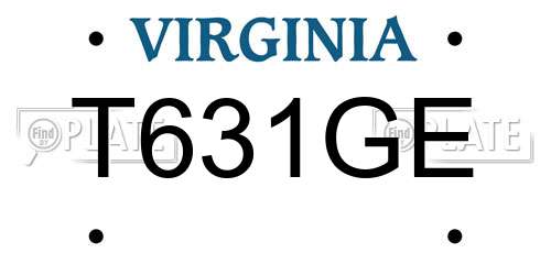 T631GE Virginia License Plate