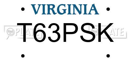 T63PSK Virginia License Plate