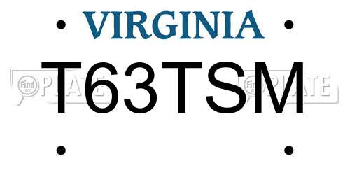 T63TSM Virginia License Plate