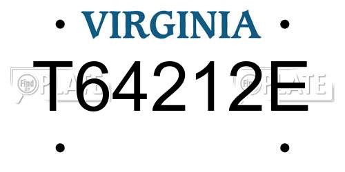 T64212E Virginia License Plate