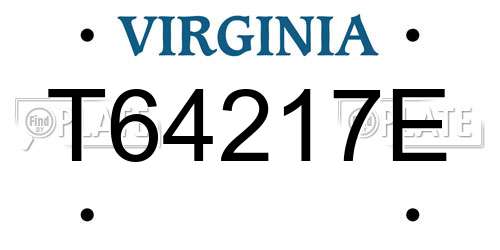 T64217E Virginia License Plate