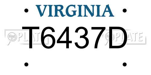 T6437D Virginia License Plate