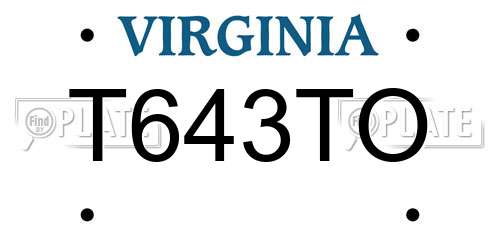 T643TO Virginia License Plate