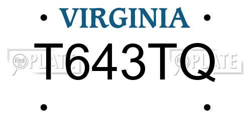 T643TQ Virginia License Plate