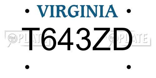 T643ZD Virginia License Plate