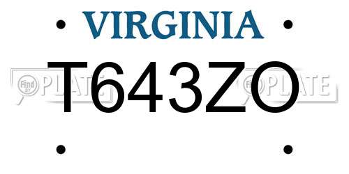 T643ZO Virginia License Plate