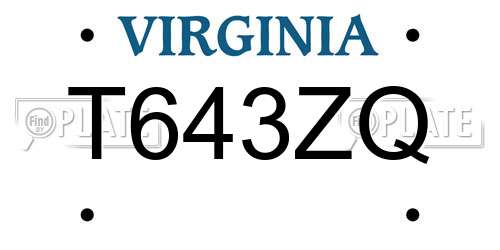 T643ZQ Virginia License Plate