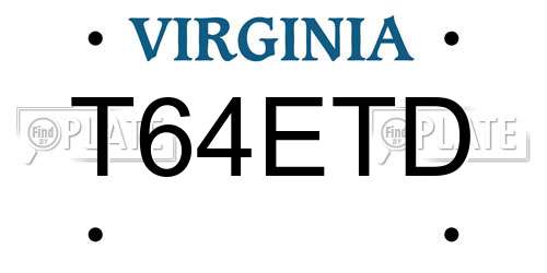 T64ETD Virginia License Plate