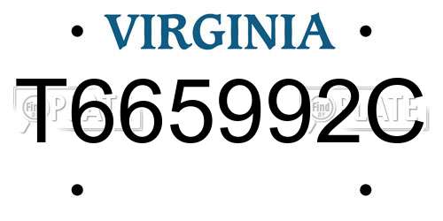 T665992C Virginia License Plate