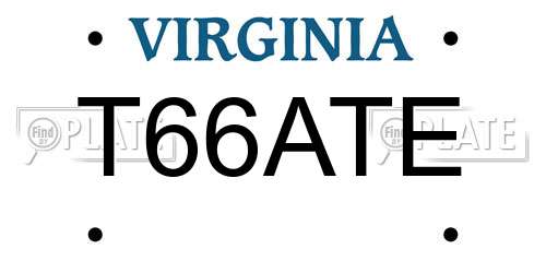 T66ATE Virginia License Plate