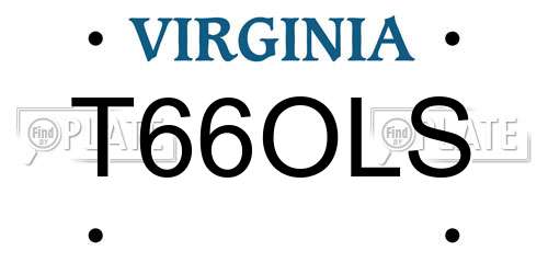 T66OLS Virginia License Plate