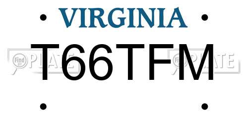 T66TFM Virginia License Plate