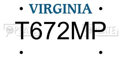 T672MP Virginia License Plate