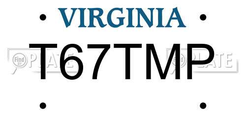 T67TMP Virginia License Plate