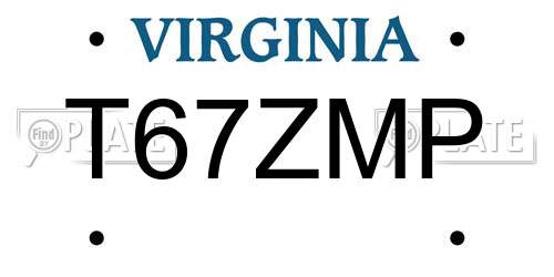 T67ZMP Virginia License Plate
