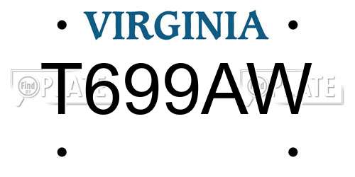 T699AW Virginia License Plate
