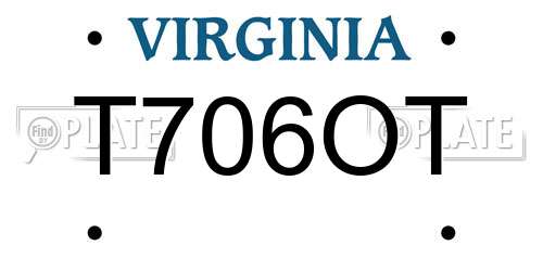 T706OT Virginia License Plate