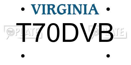 T70DVB Virginia License Plate