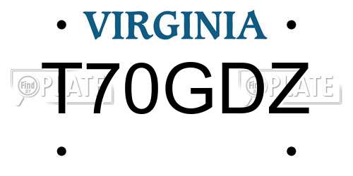 T70GDZ Virginia License Plate