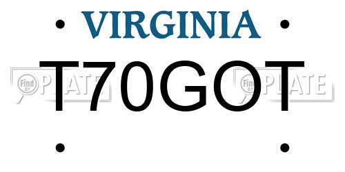 T70GOT Virginia License Plate