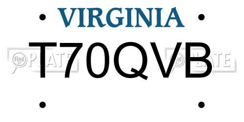 T70QVB Virginia License Plate