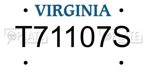 T71107S Virginia License Plate