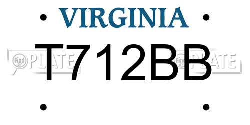 T712BB Virginia License Plate