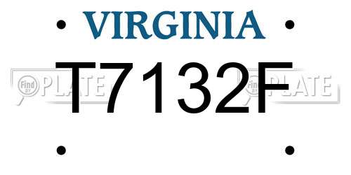 T7132F Virginia License Plate
