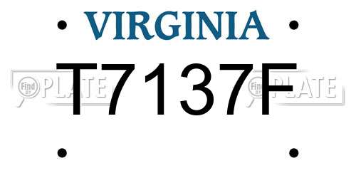 T7137F Virginia License Plate