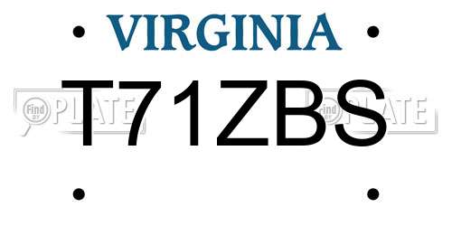 T71ZBS Virginia License Plate