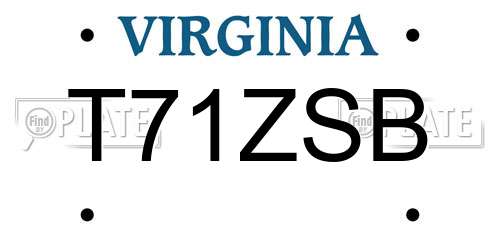 T71ZSB Virginia License Plate