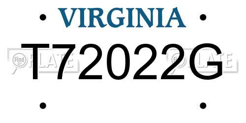 T72022G Virginia License Plate