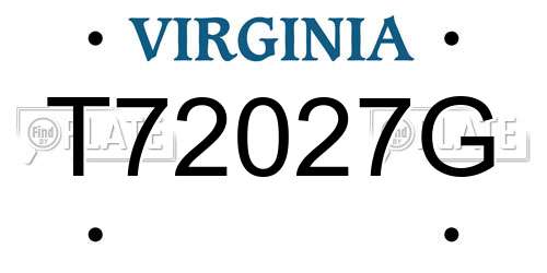 T72027G Virginia License Plate