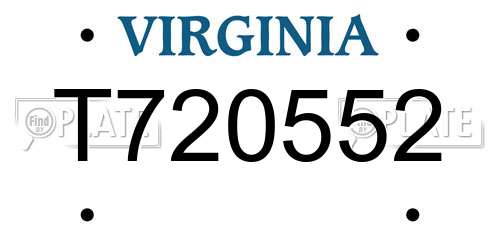 T720552 Virginia License Plate