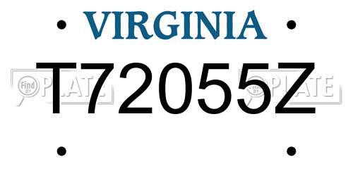 T72055Z Virginia License Plate