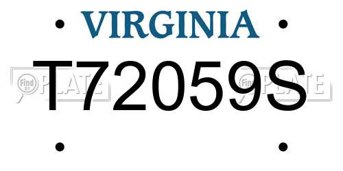 T72059S Virginia License Plate