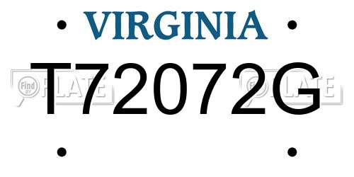 T72072G Virginia License Plate