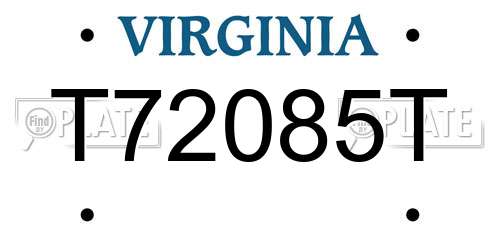 T72085T Virginia License Plate