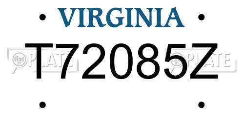T72085Z Virginia License Plate