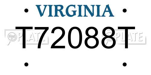 T72088T Virginia License Plate