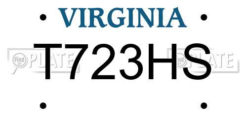 T723HS Virginia License Plate