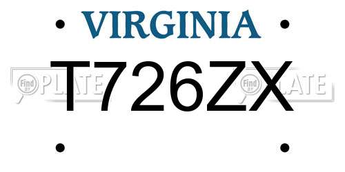 T726ZX Virginia License Plate