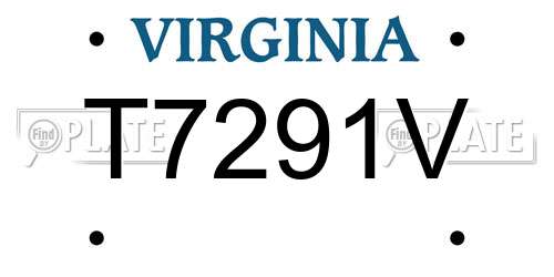 T7291V Virginia License Plate
