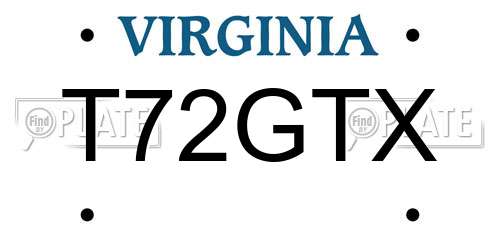 T72GTX Virginia License Plate