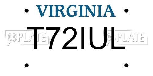 T72IUL Virginia License Plate