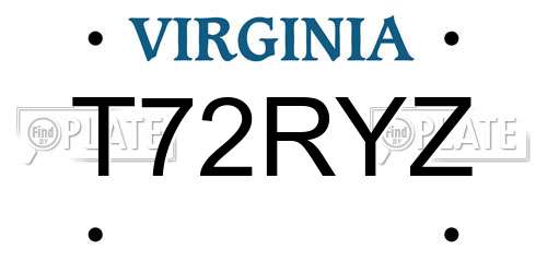 T72RYZ Virginia License Plate