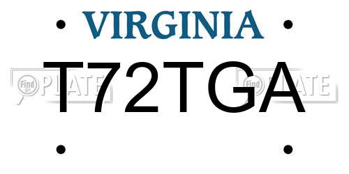 T72TGA Virginia License Plate